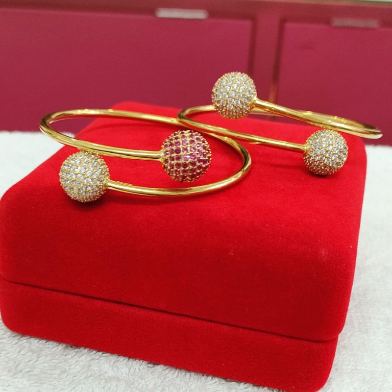 GELANG DEWASA BOLA FASHION PERAK 925 LAPIS EMAS 24K