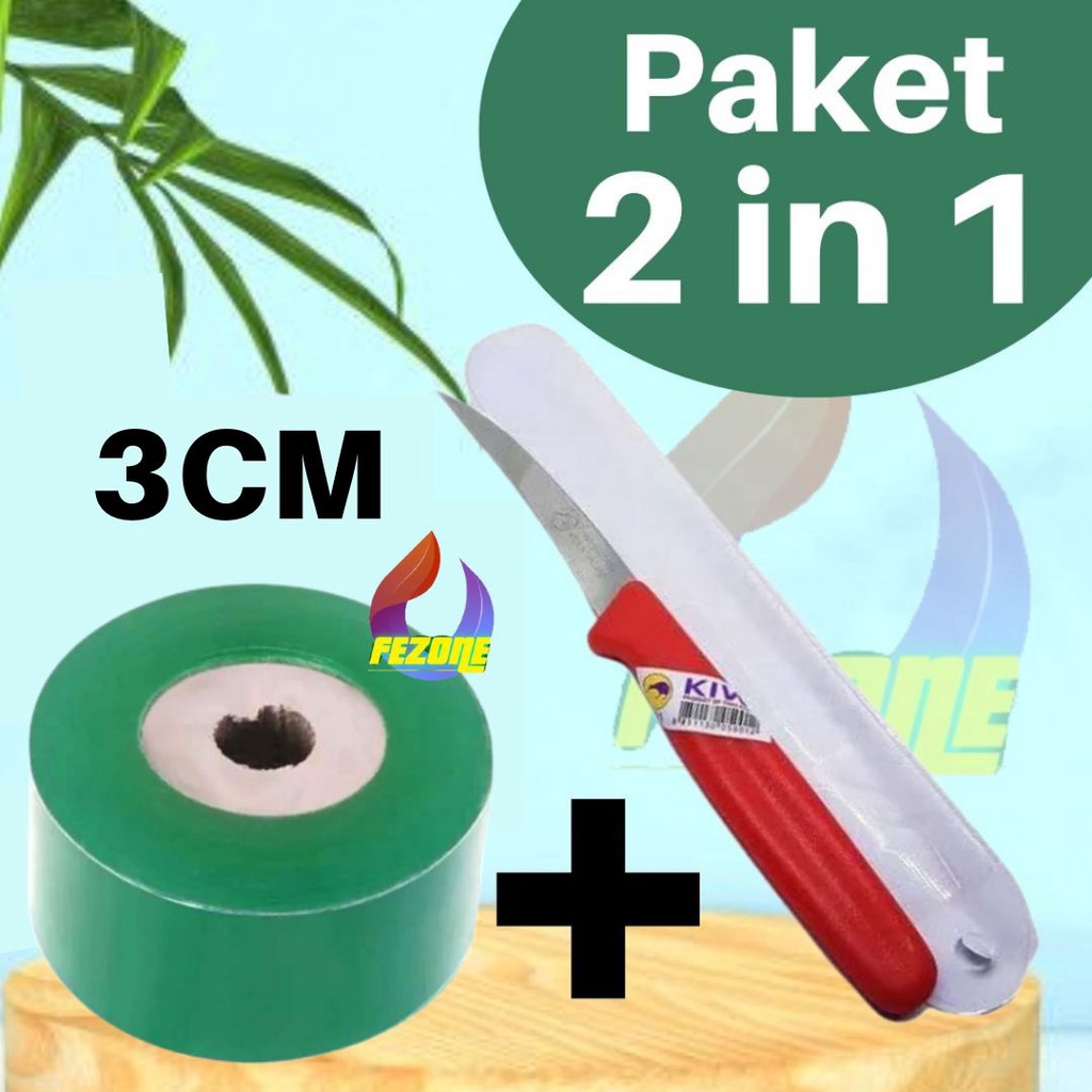 PAKET PISAU OKULASI GRAFTING TAPE 3CM &amp; PISAU LOKAL ALAT BERKEBUN TAMAN FEZONE