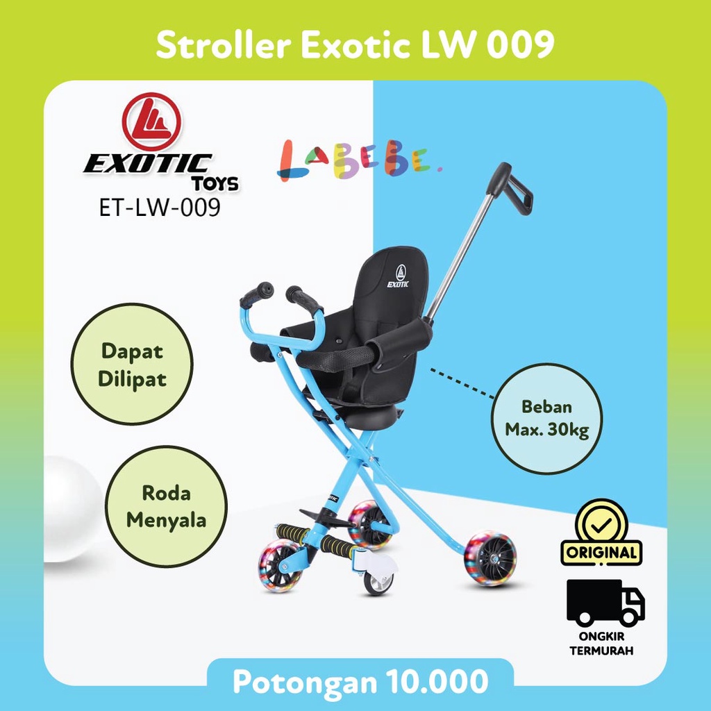 Stroller Portable EXOTIC ET LW 009 Dapat Dilipat Roda Menyala