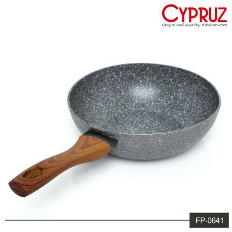 Cypruz Fry wok 20 cm, 24 cm, 26 cm &amp; 28 cm 3mm Induksi Marble / Penggorengan Cyprus Induksi