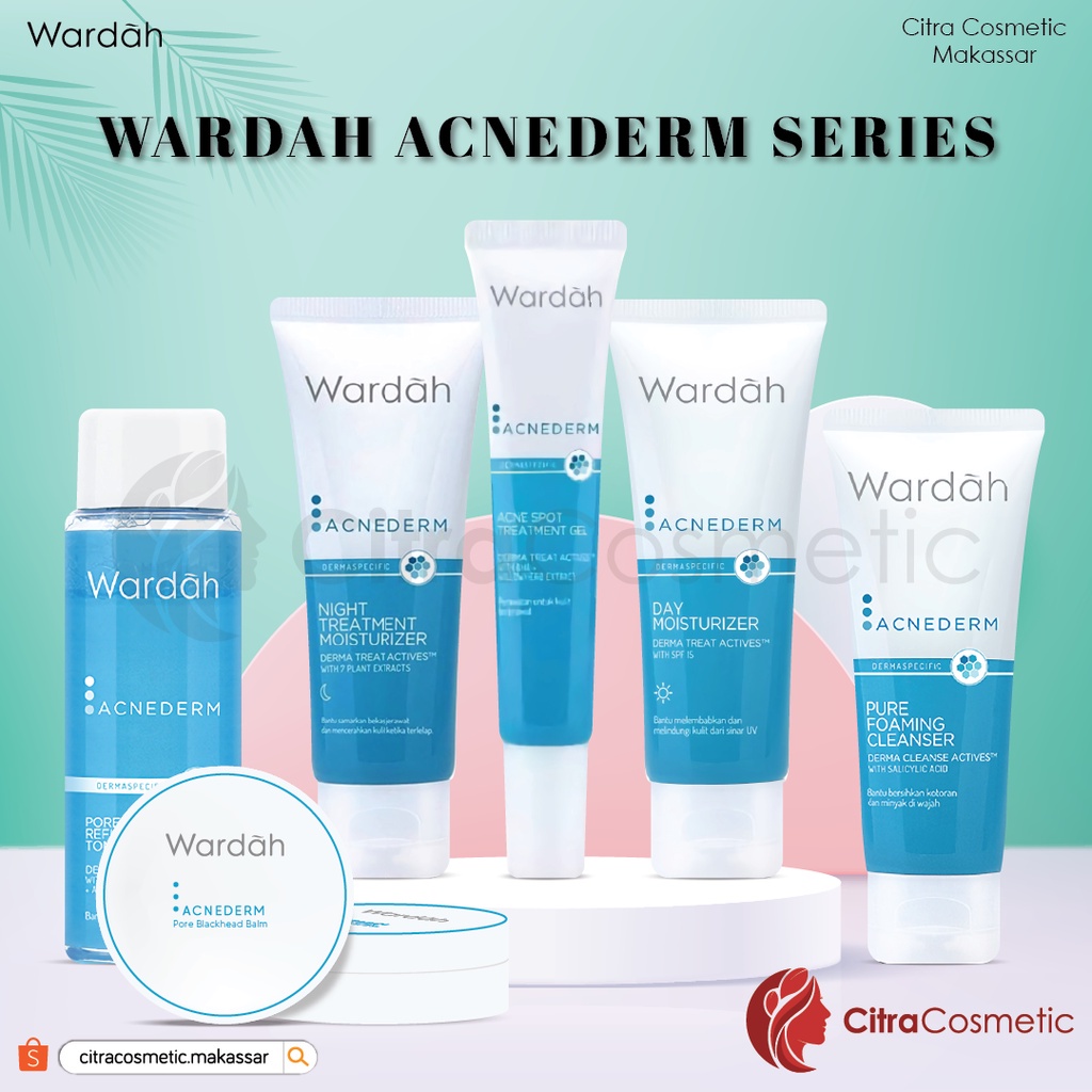 Wardah Acnederm Series Cleanser | Toner |  Day | Night Cream | Acne Pore Blackhead Balm | Acne Spot Gel