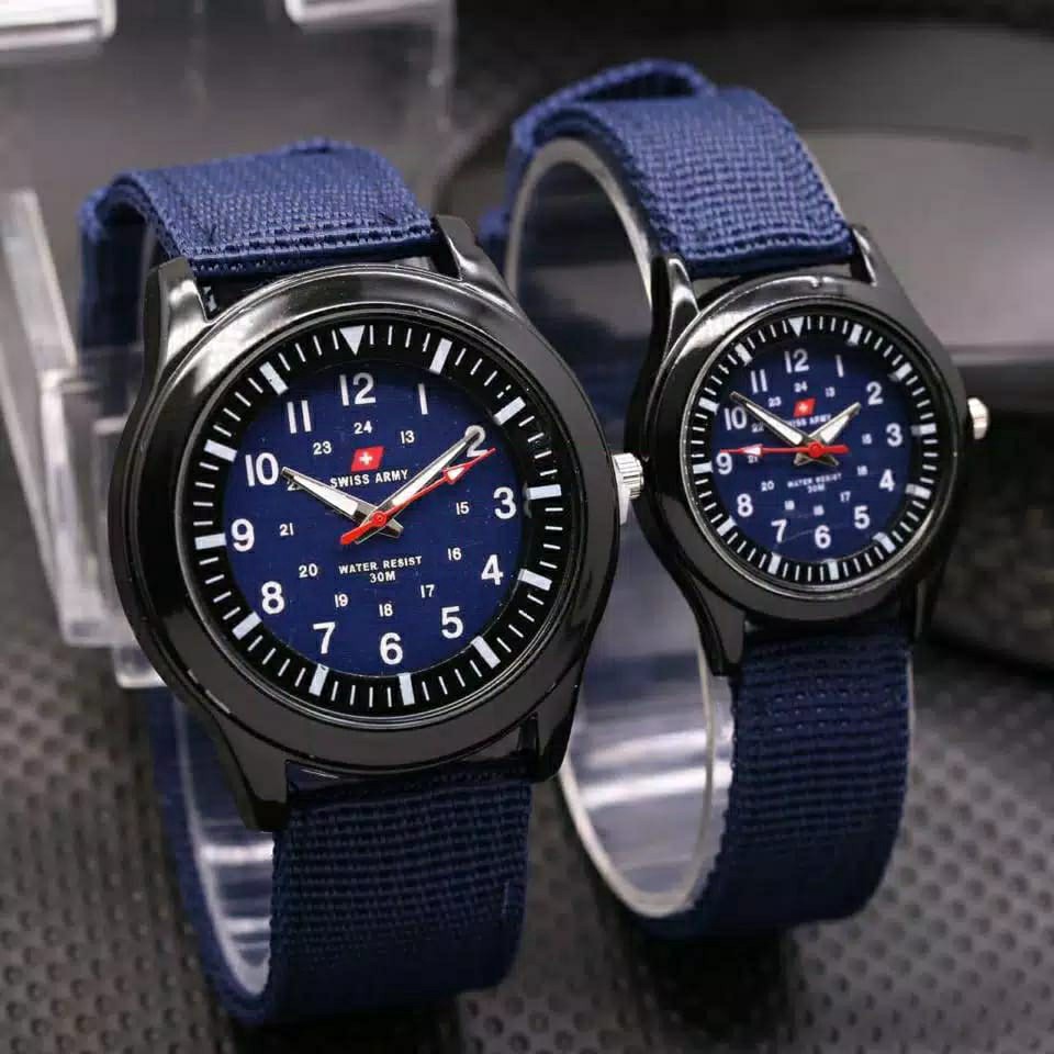 JAM TANGAN COUPLE TALI KANVAS / JAM TANGAN PASANGAN TALI KAIN