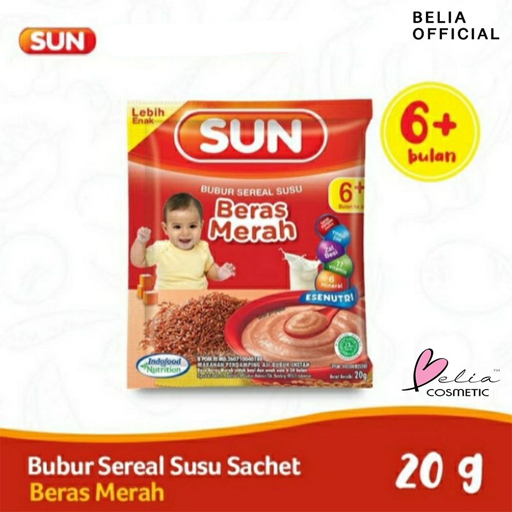 ❤ BELIA ❤ SUN Bubur Sereal Susu Marie Biscuit | SACHET 20g 80g 120g | Bayi 6+ bulan keatas | Instant | Snack | Makanan Aman Baby | Sehat | MPASI | BPOM