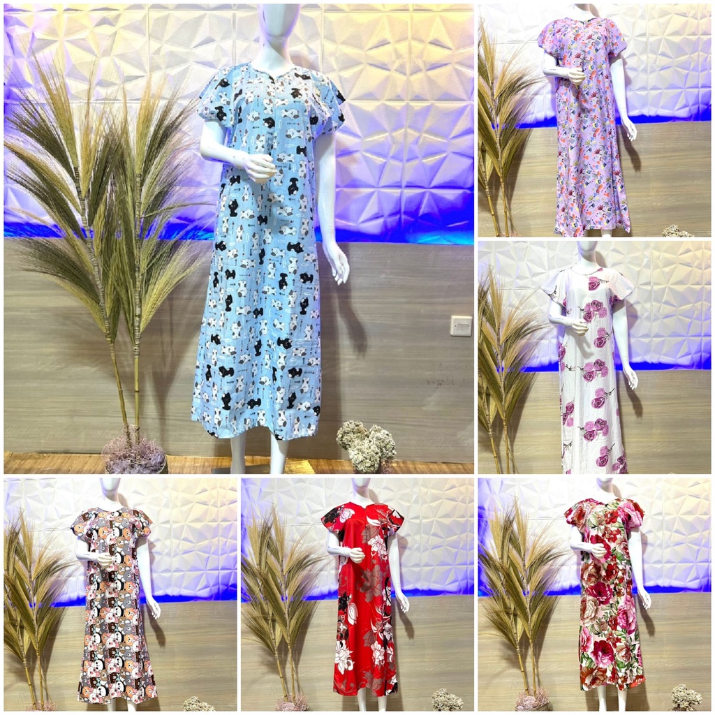 Promo..5 pics 100//Daster poly Halus Panjang Busui Semata Kaki &amp; Selutut//Daster wanita dewasa murah//daster panjang//daster long busui//daster kekinian//daster aqilla//daster viral 2022