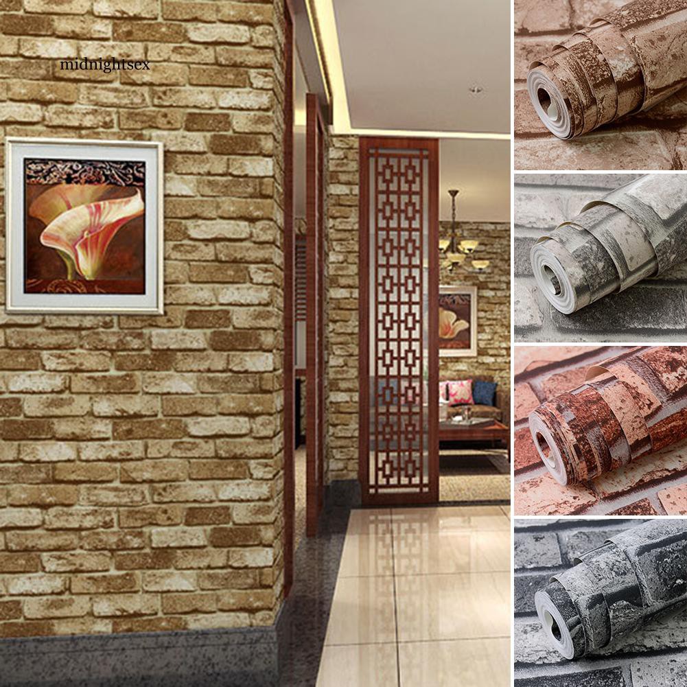 Michang Wallpaper Motif Batu Bata 3D Gaya Vintage Rustic Anti Air untuk Dekorasi Rumah