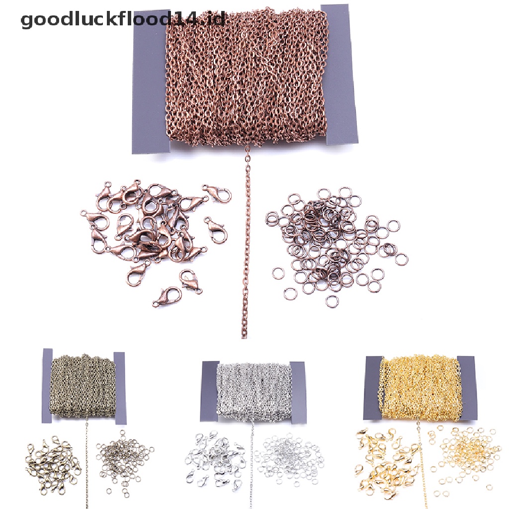 [OOID] 5M 2mm Chains Lobster Clasp DIY Bracelet Necklace Jewelry Making Materials Set ID