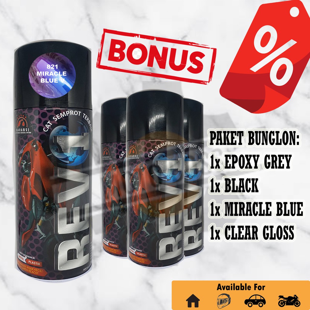 Paket Cat Semprot RevOne Premium Miracle Blue Violet / Bunglon / Biru Ungu - PILOK PILOX