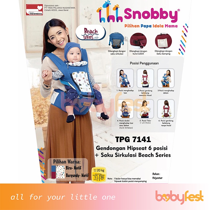 Snobby Gendongan Hipseat 6 Posisi Saku Sirkulasi  Beach Series TPG7141