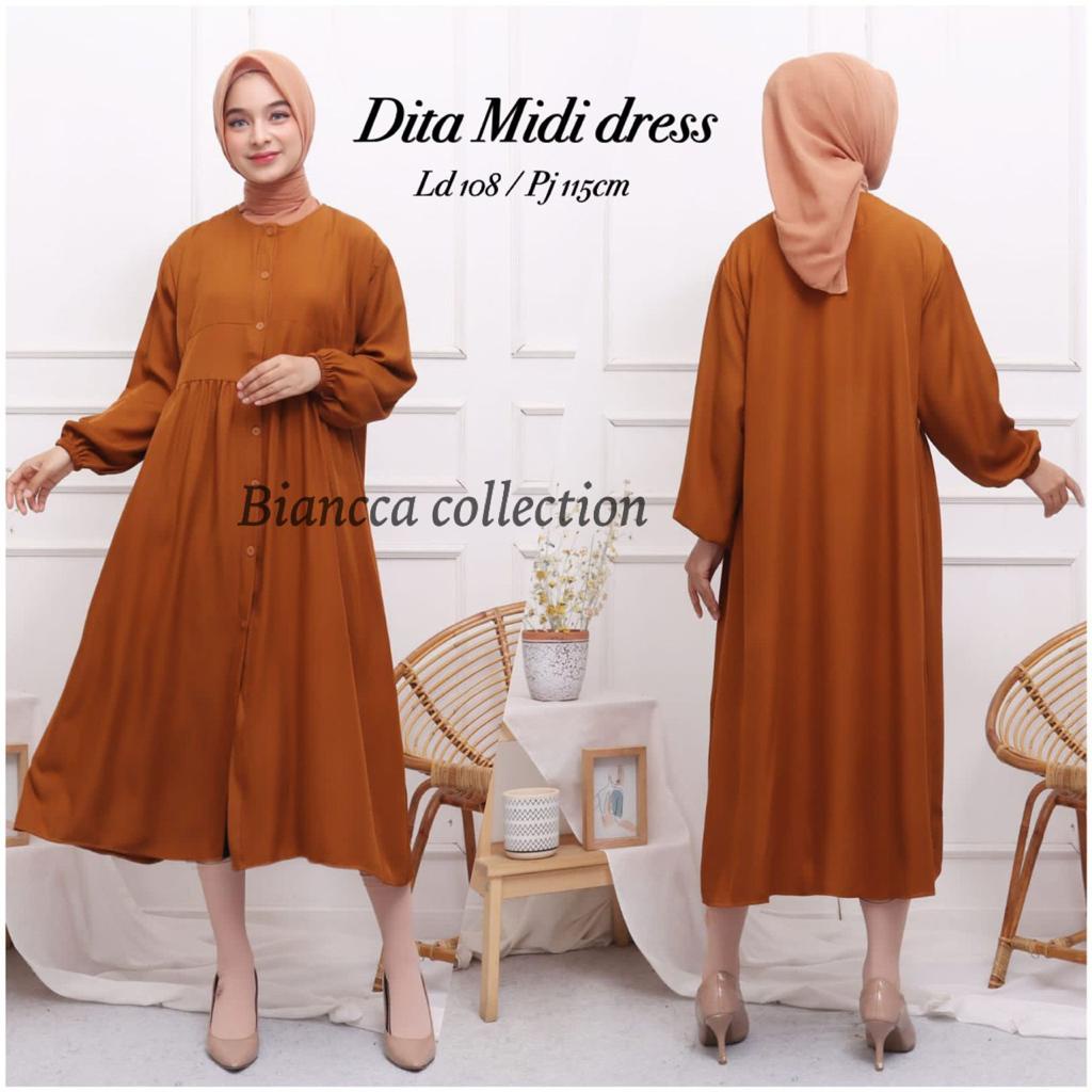 FLASH SALE DITA MIDI DRESS SHAKILA IMPORT LONG TUNIK MUSLIM