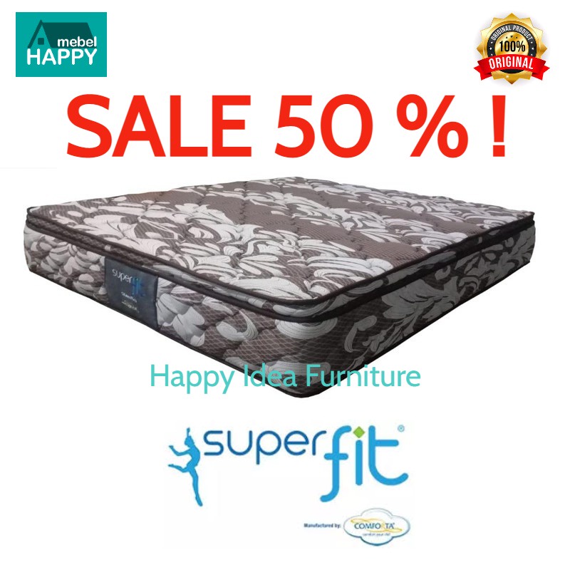 𝗛𝗮𝗽𝗽𝘆 𝗜𝗱𝗲𝗮 - SALE Springbed Comforta 160 x 200 Super Fit Silver Xtra + Pillow Top Murah Superfit SIl