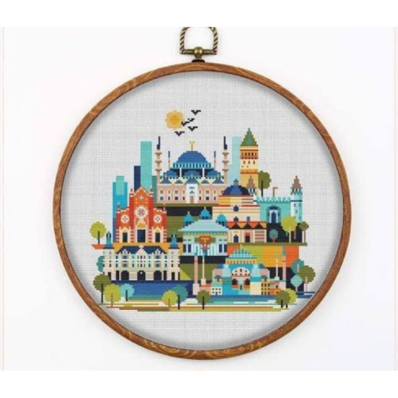 paket kristik city istanbul turki timur tengah islami mesjid masjid islam muslim cross stitch 14ct d