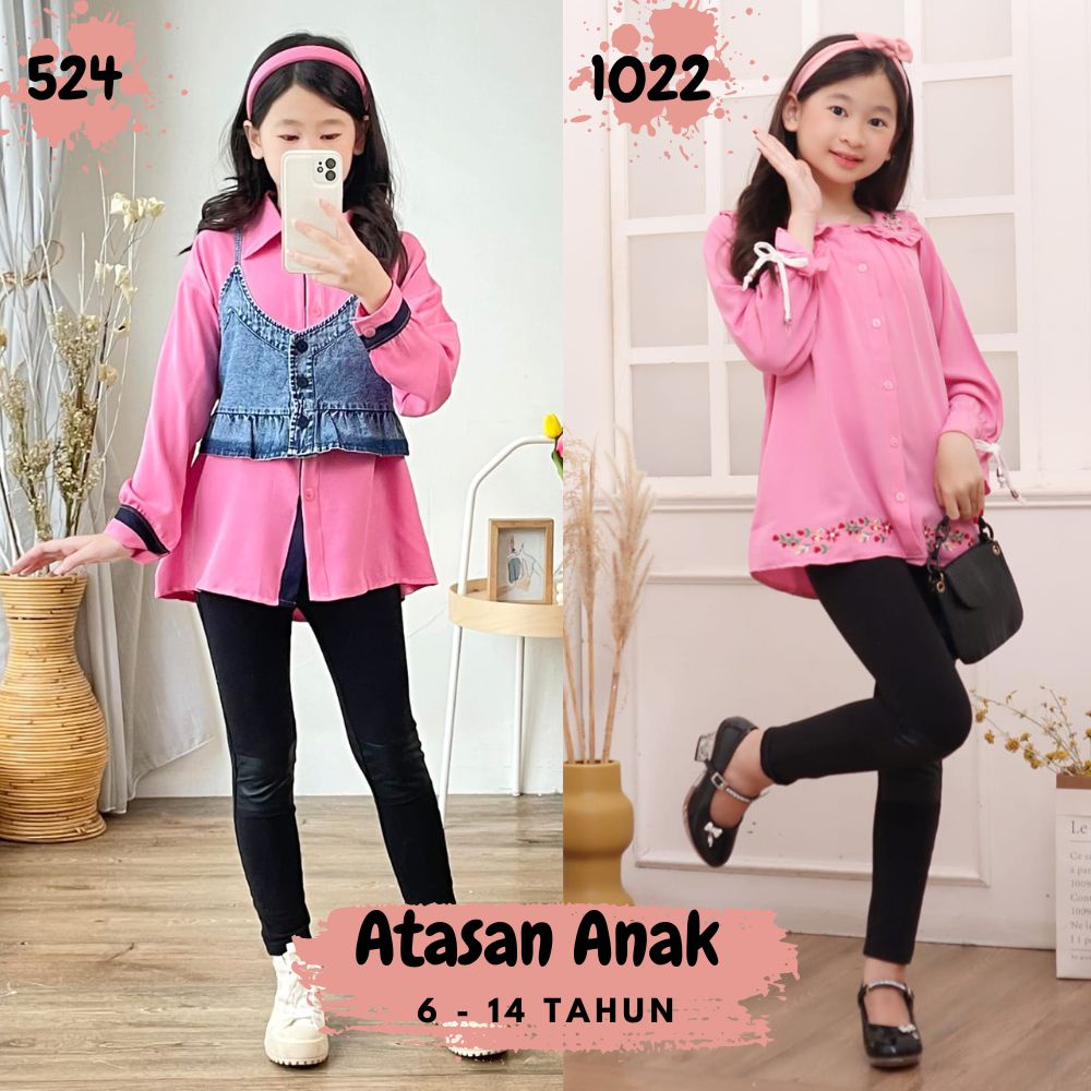 ( 6 - 14 Tahun ) baju kemeja atasan fashion anak perempuan tanggung + rompi vest anak import zr 553 