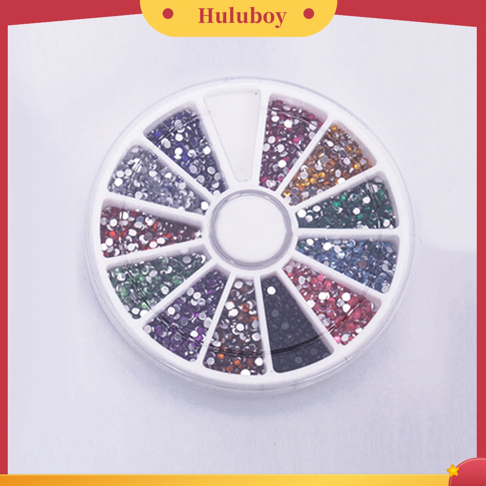 Huluboy Huluboy♡ 500pcs Berlian Imitasi Glitter Bulat 2.0mm 12 Warna Untuk Dekorasi Nail Art