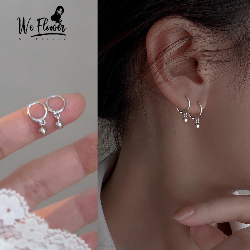 We Flower Anting Hoop s925 Silver Bentuk Bola Kecil Untuk Wanita