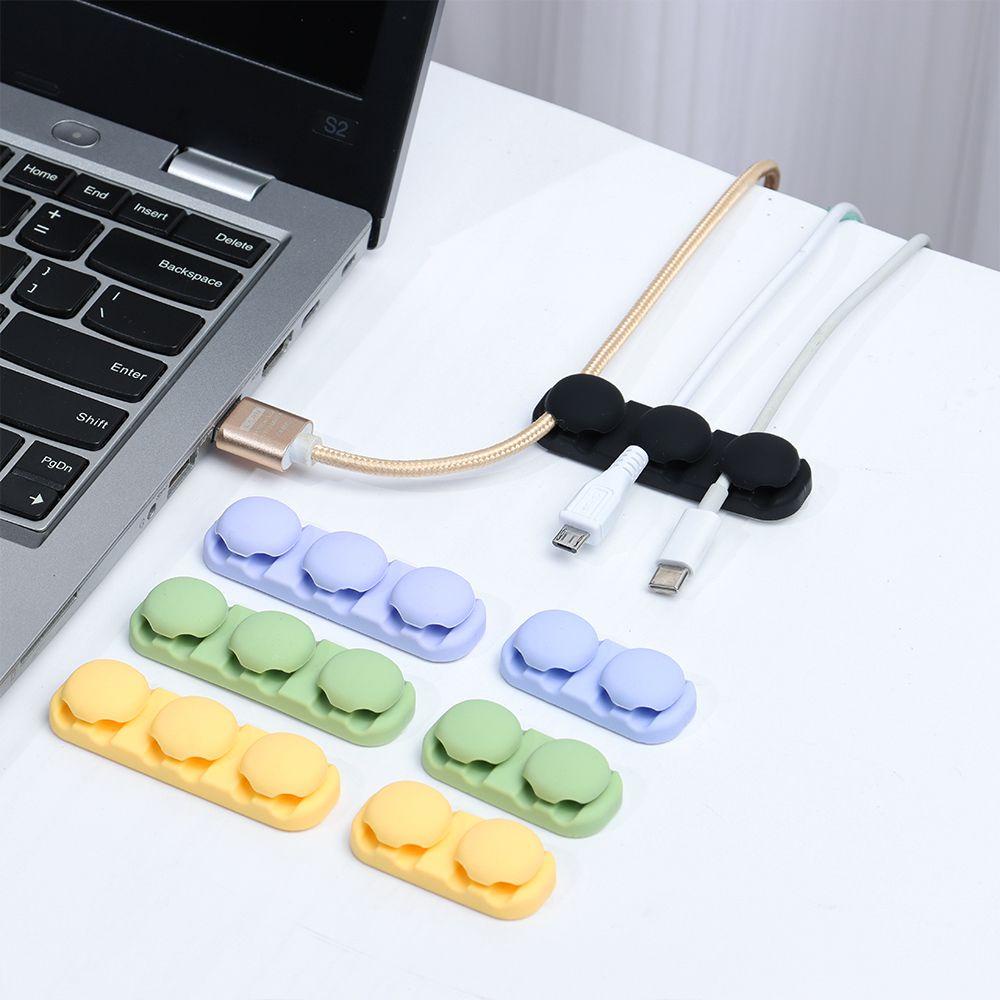 Klip Organizer Kabel USB / Mouse / Keyboard / Headphone Bahan Silikon Untuk Meja Kantor