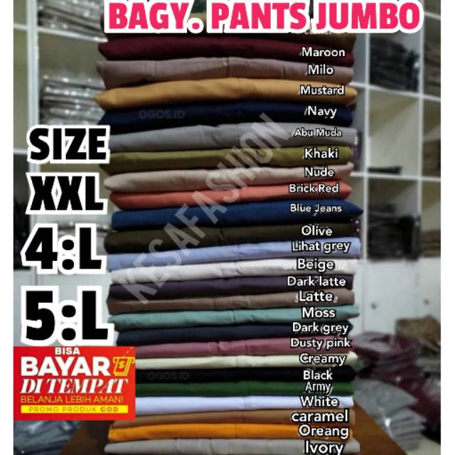 baggy pant super jumbo XXL, 4L, 5L, 6L, 8L chino stret resleting