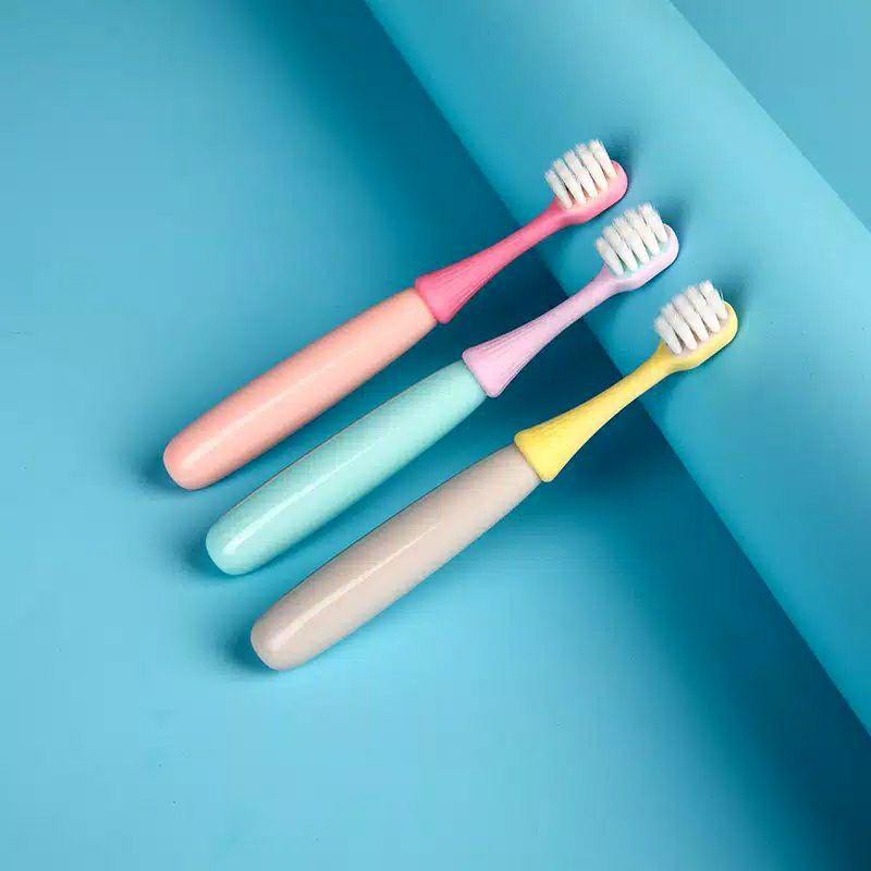 3 pcs Sikat Gigi Lembut Bayi &amp; Anak TOOTH BRUSH Polos Pegangan Elastis chn