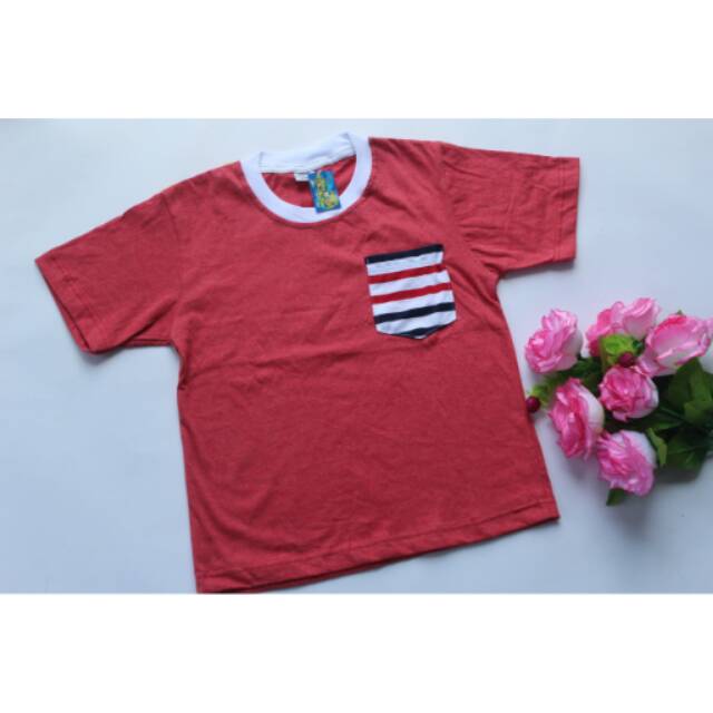 Kaos polos anak size L / kaos saku anak / pocket tee polos