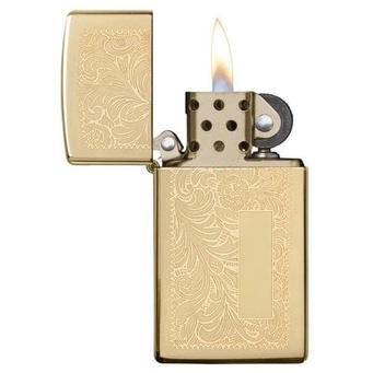 Zippo 1652B Venetian Design High Polish Brass, Slim Size, 2-Sided