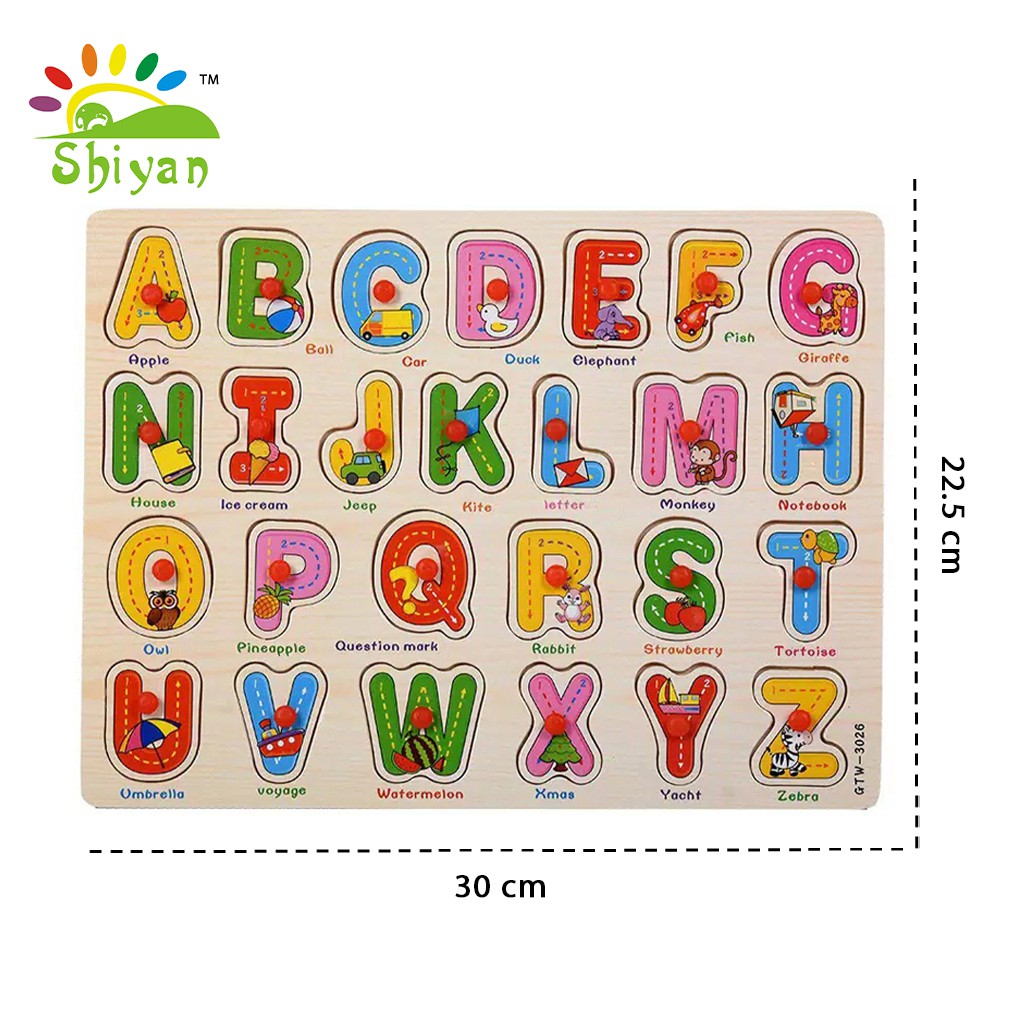 [Shiyan] mainan puzzle kayu bergambar mainan edukasi anak kids education toys wood letters-JM-7
