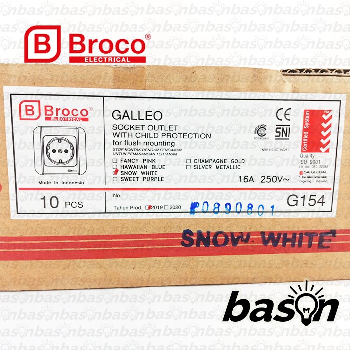 Broco Galleo White / Putih G154 | Stop Kontak with Child Protection