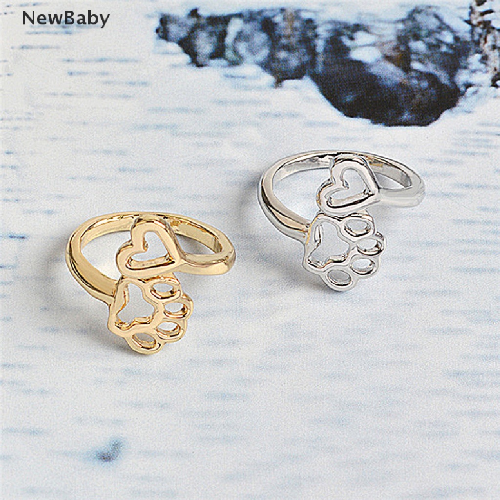 New Cincin Adjustable Motif Telapak Kaki Anjingtulisan Baby Always By My Heart Untuk Wanita