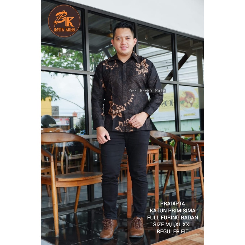 Batik pria lengan panjang HITAM COKLAT modern ORIGINAL BAJU PREMIUM KEKINIAN SOLO MURAH TERBARU &quot;KULO&quot;