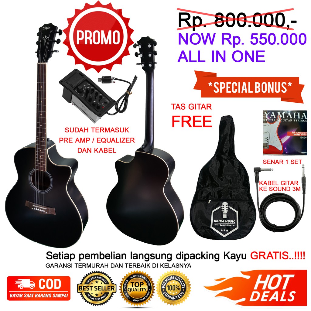 PROMO HOT DEALS GITAR TAYLOR AKUSTIK ELEKTRIK CUSTOM