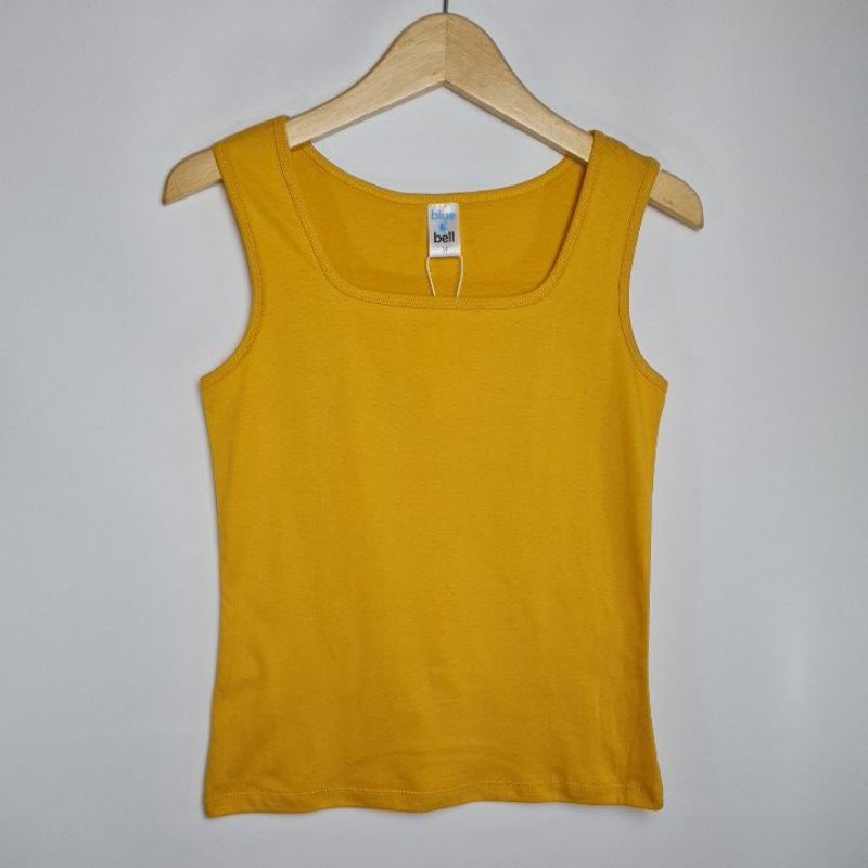 Singlet - Tank Top Wanita Katun Casual Kuning Sedang