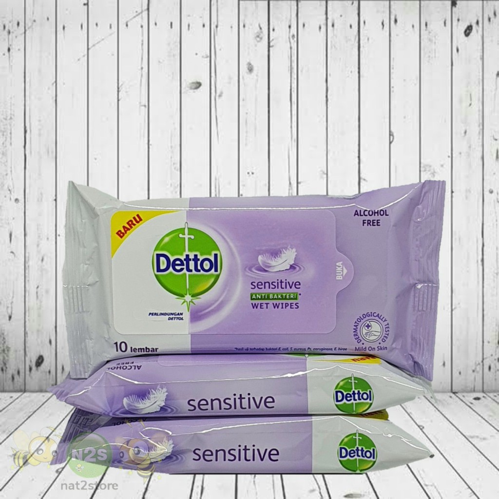 Dettol Wipes Sensitive - isi 10 lembar - Tisu Basah Anti Kuman
