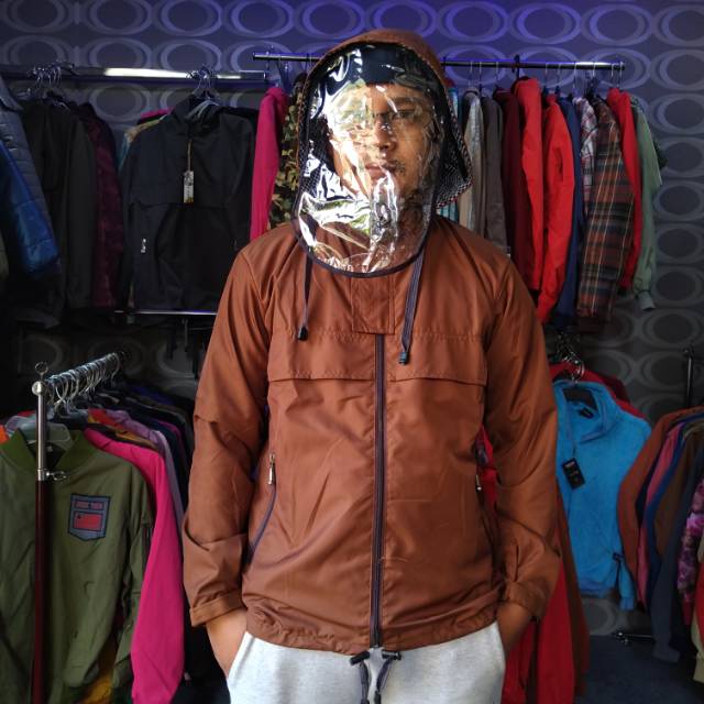 Jaket hoodie APD/ cowok cewek/anti air/XL  ld 110/topi lepas