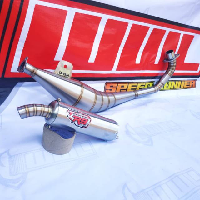 Knalpot R9 SATRIA 2TAK - SATRIA HIU - SATRIA LUMBA Full Stainless