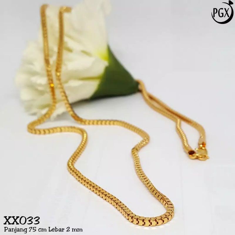 PGX Kalung Pria Wanita Xuping Milano 60cm yang Perhiasan Lapis Emas Aksesoris Fashion - XX033