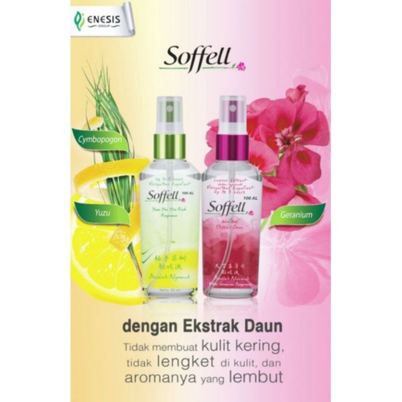 Soffell Spray 55 ml (Yuzu Tea , Mint Geranium) - Soffell Anti Nyamuk