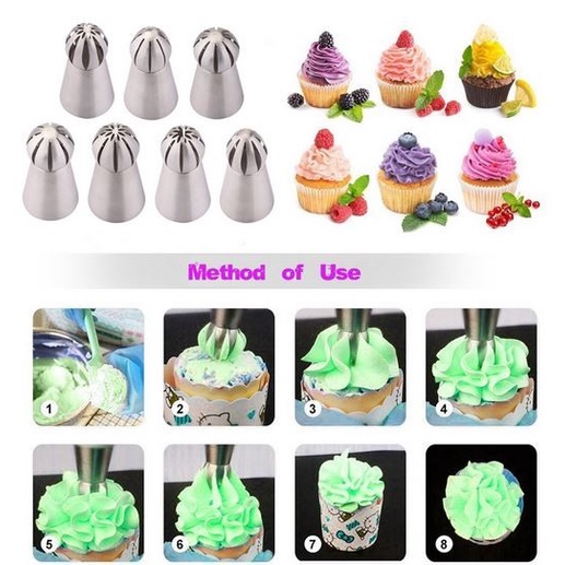 Russian Spherical Ball Icing Piping Nozzles (6pcs)