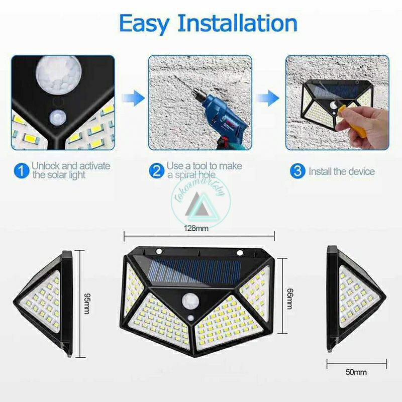 Lampu Sensor Tenaga Surya 100 LED / Sensor Light LED 100 LED / Solar panel