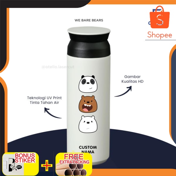 Grosir Tumbler Custom We Bare Bears | Tokyo Botol Minum Travel Print Karakter - We Bare Bears Keren