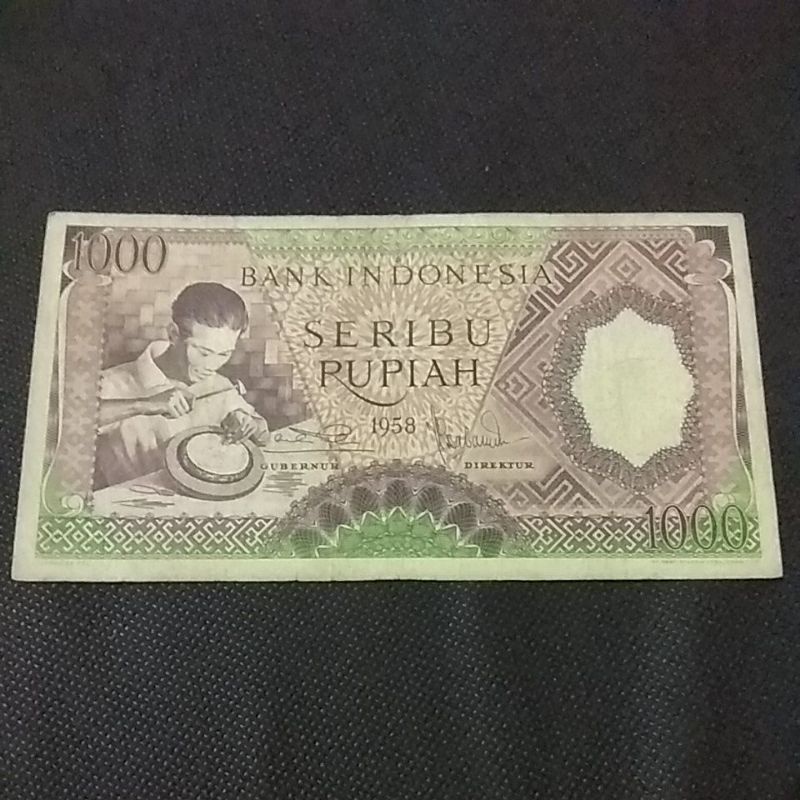 uang kertas 1000 rupiah pekerja tahun 1958