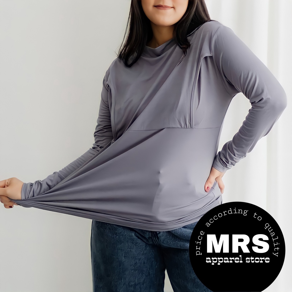 Baju Manset Menyusui Bunsui Friendly Polos Lengan Panjang Bahan Spandek Rayon Premium