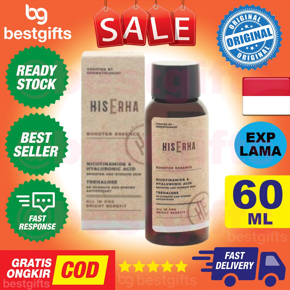 HIS ERHA BOOSTER ESSENCE NICOTINAMIDE HYALURONIC ACID MENCERAHKAN MERATAKAN WARNA KULIT PRIA 60 ML