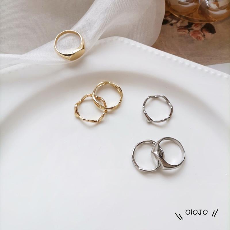 3pcs / Set Cincin Jari Telunjuk Desain Geometri Asimetris Untuk Wanita - ol2