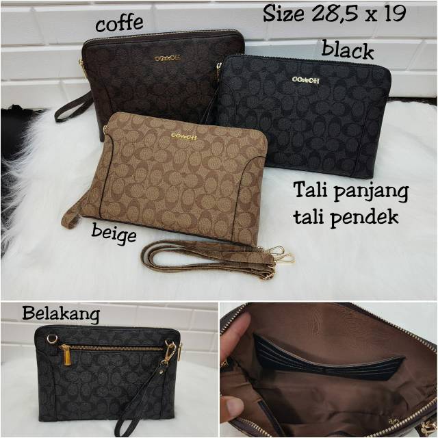 tas perpaduan tali Hand bag Sling Coach ada tali panjang tali pendek 28,5X19