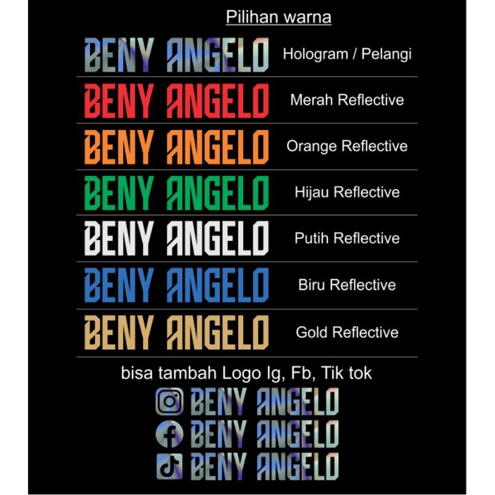 

Sticker nama (bisa request) pilihan warna pelangi hologram dan warna2 glitter