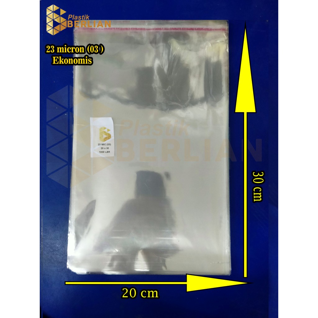 

20 x 30 cm Plastik OPP EKONOMIS 23micron (100 lbr) (lem/seal)
