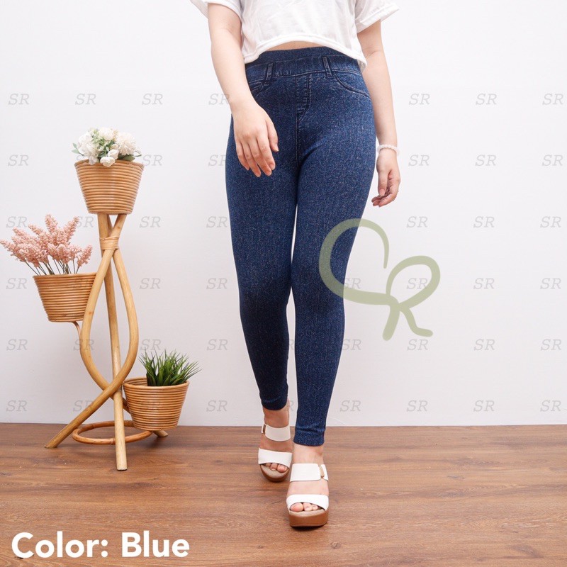 Legging Jeans Legging Import Wanita Denim Polos Panjang Basic Stretch