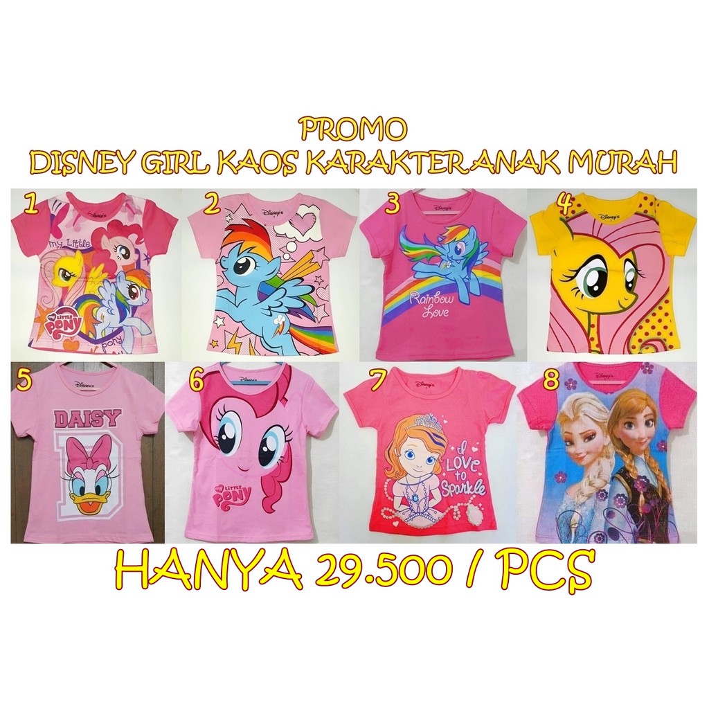 PROMO DISNEY GIRL KAOS KARAKTER ANAK MURAH / TSHIRT KARAKTER ANAK / KAOS MURAH ANAK