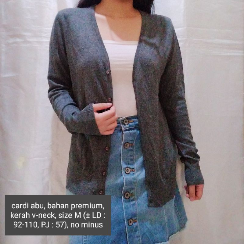NEW STOCK‼️THRIFT Cardigan Vest Rajut Premium Pastel Kepang Cable Branded Academia Ketupat Argyle Murah-cardi abu premi