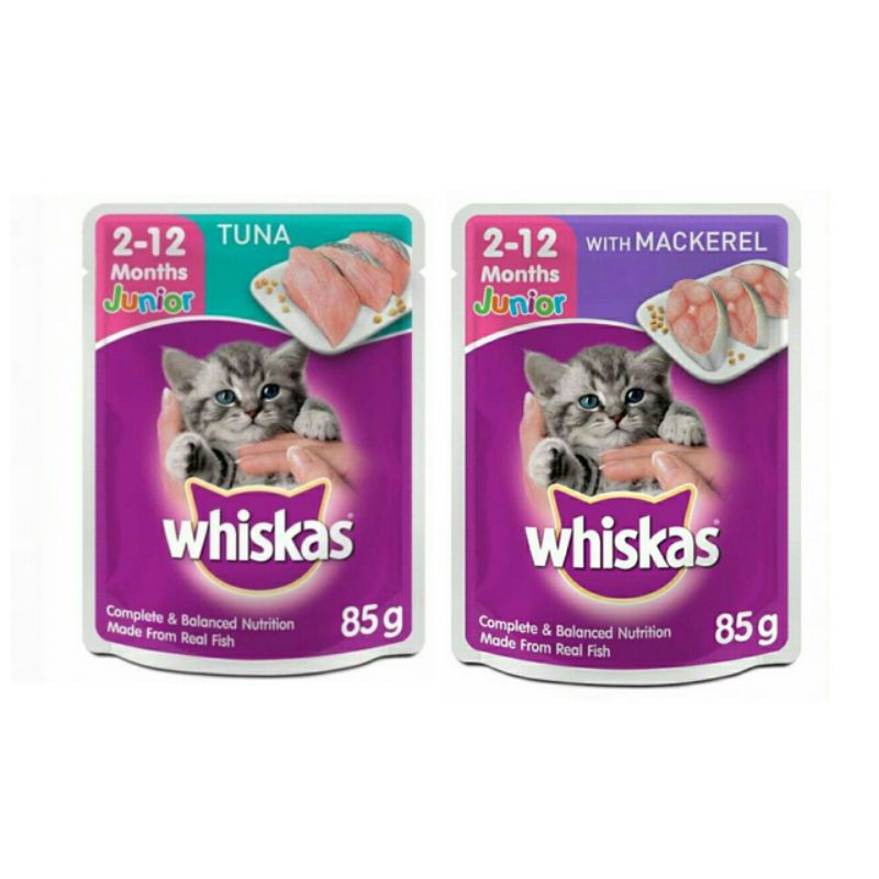 whiskas junior pouch 85gr all varian mackarel / tuna