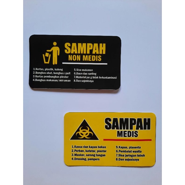 Stiker Sampah Medis dan Non Medis Mini | Stiker Tempat Sampah