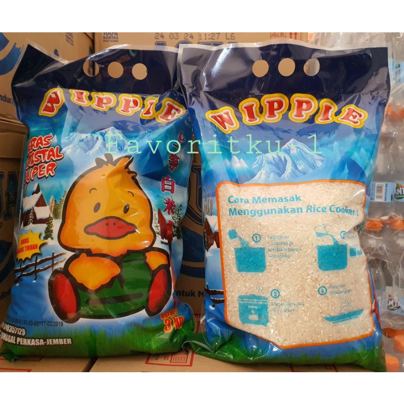 

Beras WIPPIE Kristal Super Punel,Satu Pabrik Dengan PIN PIN 3 kg